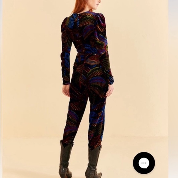 NEW FARM Rio Midnight Island Black Velvet Tropical Jumpsuit, M - Picture 4 of 14